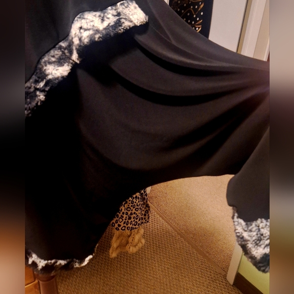 LAST Chance Joseph Ribkoff Black and Gray Faux Fur Trim Top - Picture 7 of 15